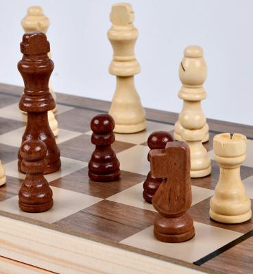 China Portable Folding Puzzle Intelligence Game Toy Two-In-One Wooden Chess And Checkers Set 39*39cm for sale