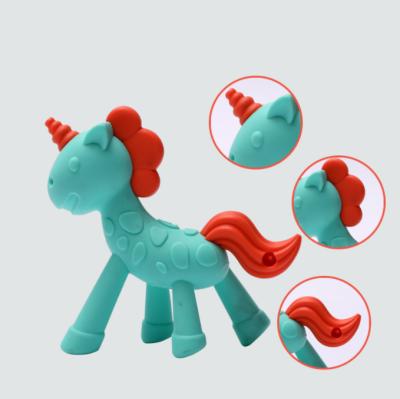 China Toy Bpa Free Unicorn Shape Soft For Infant Molar Baby Rod Chew Teethers Teething Toys Silicone for sale