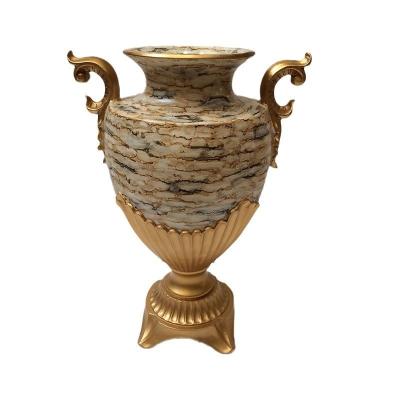 China Traditional Wholesale Retro European Style Dining Table Vase Royal Decor Elegant Resin Jarrones Decorativos High End European Art Vase for sale