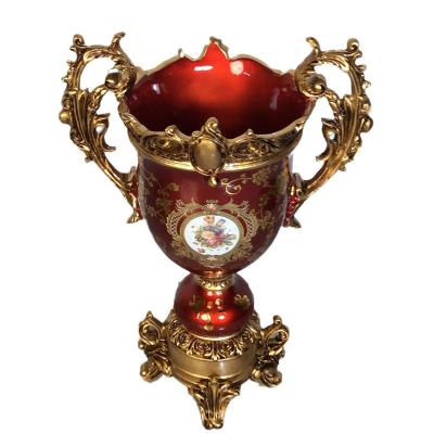 China European court style Classic antique European style resin artwork decorated Champion jar Home decor Trophy vase for sale