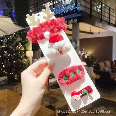 China Christmas Hair Accessories Sets Cute Shiny Santa Claus Hairpin Baby Child Headdress Christmas Hair Clip Party Decor Girl Hair Accessories for sale