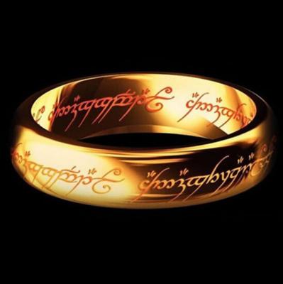 China FASHIONABLE Hobbit Letter Titanium Steel Rings For Men Black Stainless Steel 6MM Rings for sale