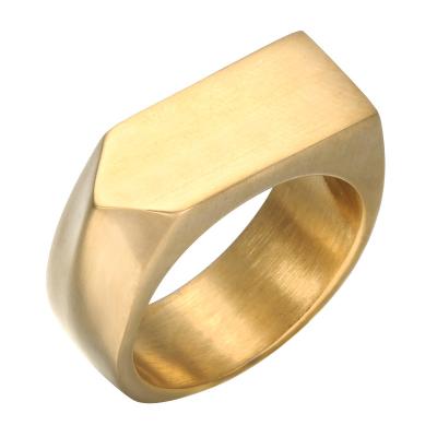 China Hot Selling Gold Fashionable High Quality Custom Made Black Steel Color Simple Design Ring Stainless Steel Geometric Rings for sale