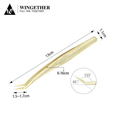 China Amazon Best Selling Wingether Hot Selling Curved Tweezers for Gold Stretch Lash Extension Eyelash Tweezers Tweezers for sale