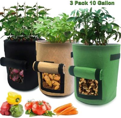 China Large Eco-Friendly 3 Pack 7 Gallon Felt Potato Planter Grow Bag With Flap Access And Handles for sale