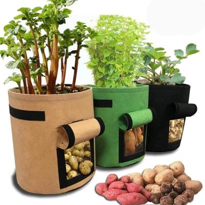 China Factory Wholesale Custom 5/7/10 Gallon Eco-Friendly Breathable Thicken Felt Non Woven Potatoes Bag With Handle For Tree Farms for sale