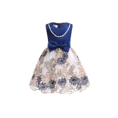 China Girls' Princess Floral Embroidered Sleeveless Mesh Pleated A Line Party Dress 2583 for sale