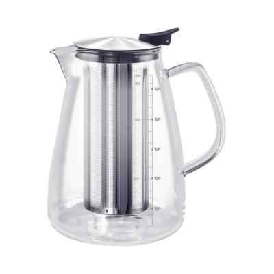 China Modern 1500ml High Borosilicate Heat Resistant Glass Filterable Teapot Set For Household for sale