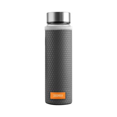 China Double Layer Minimalist Heat Resistant Glass Anti-collision Portable Cup 560ml (With Leather Case) for sale