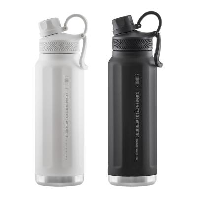 China 304 Modern Upright Water Bottle Outdoor Cold Drinks Travel Bottle Stainless Steel Thermos Drink Pot 950ml Black Upright Thermos for sale