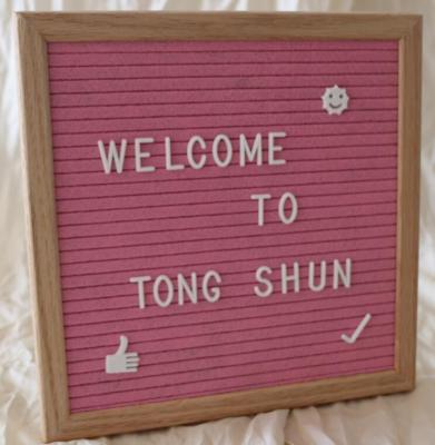 China Changeable Felt China Rose Color Letter Board with 10x10 inch Oak Wood Frame and White Plastic Letters for sale