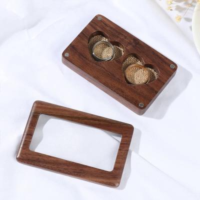 China China Double Heart Cupid Wooden Heart Ring Box Proposal Wedding Rustic Sit Creative Stand for sale