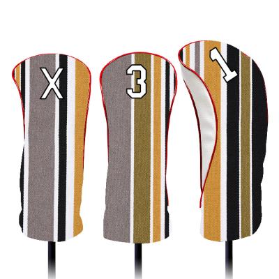 China Professional golf club head dust cover custom wood headcovers set of golf headcover geometry popular white Japan for sale