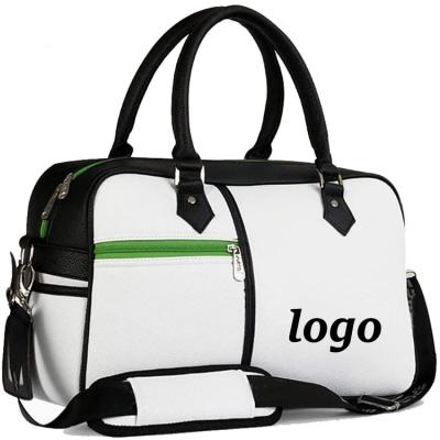 China Golf Shoes Customized Package Factory Price Brand Logo PU Golf Duffle Bag Boston Synthetic Leather Apparel Bag With Separate Shoes Shop Bag for sale