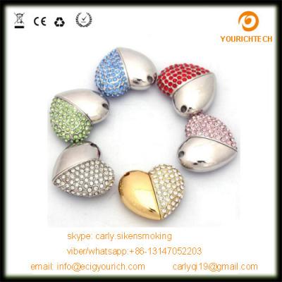 China jwellery crystal heart shape usb/crystal heart usb flash drive for sale