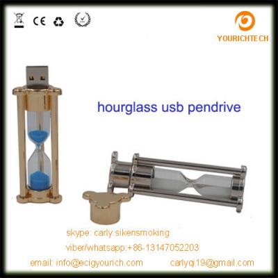 China hourglass glass usb pendrive metal crystal usb flash drive for sale