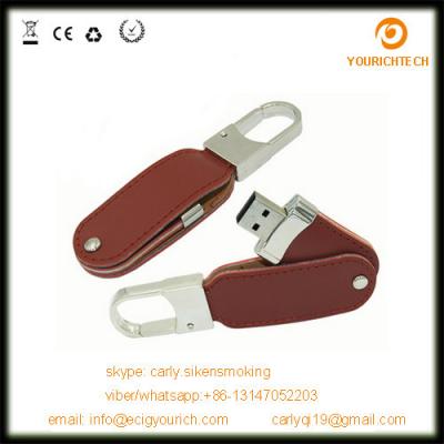 China swivel leather USB Flash Drive / USB metal leather usb pendrives for sale