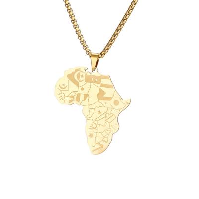 China Other European And American Retro Gold African Map Necklace With Elephant Pendant Necklace for sale