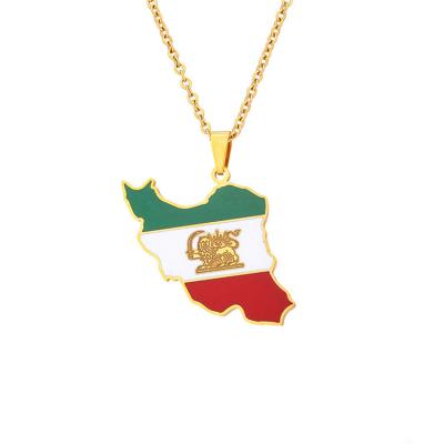 China Other Middle Eastern Jewelry Fashion Ethnic Style Iran Map Pendant Necklace for sale