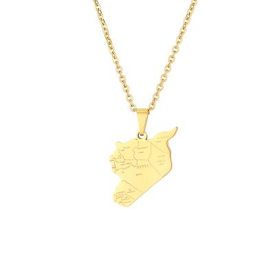 China Other Vintage Syria Map Pendant Necklace for Men and Women Lovers Jewelry Necklace for sale