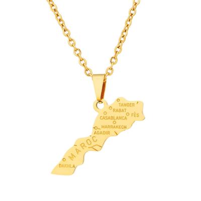 China Other Cross Border Hot Selling Moroccan Map Necklace Designed By Female Niche Light Luxury Geometric Jewelry Necklace for sale