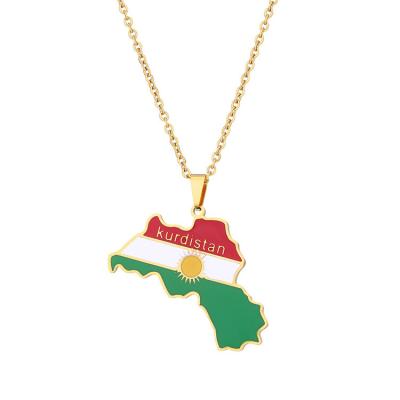 China Other Dropping Oil Pendant With Accessories Kurdistan Map Pendant Necklace for sale