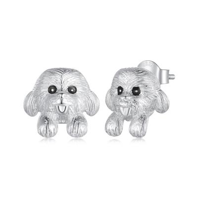 China Punk Hot Selling Cute Animal Teddy Earrings Pet Dog s925 Pure Silver Earrings for Women for sale