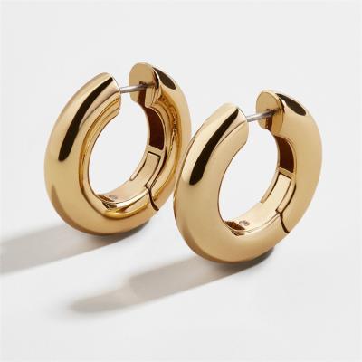 China TRENDY Fashion Simple Personality Ladies Earrings Jewelry Stainless Steel 18K Gold Plated Thick Earrings for sale