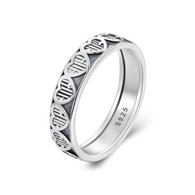 China Other Retro Heart Embossed Ring for Men and Women's Personality s925 Sterling Silver Love Ring for sale