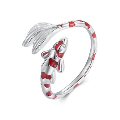 China Other New Koi   925 Sterling Silver Open Ring Chinoiserie Red Oil Dripping Lucky Ring for sale