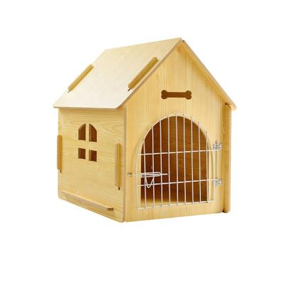 China Modern Luxury Indoor Breathable Wooden Kennel Cat Dog House With Door Portable Pet Villa for sale