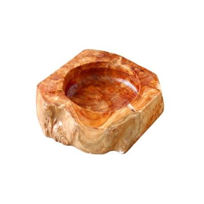 China Durable Creative Random Unique Root Styles Wooden Decorative Cigar Ashtray Ash Tray Accessories Gift Handmade Tree for sale