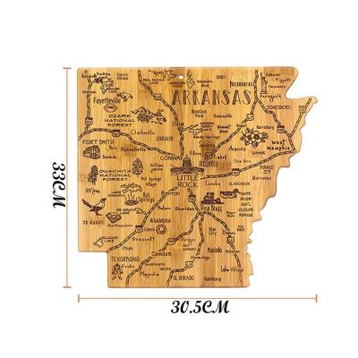 China Creative Custom Disposable USA Texas Map Mini Logo Fruit Vegetable Bamboo Cutting Board for Souvenir Gifts for sale