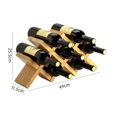 China Other Creative Wooden Countertop Wine Rack Bamboo Wine Bottle Storage Display Rack for sale