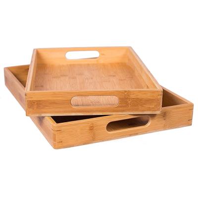 China Bamboo Wood Tray Woven Bamboo Serving Trays Eco-friendly Vanished Cheap Wholesale Natural Tray for sale