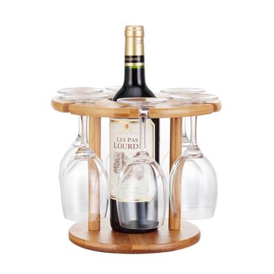 China Wholesale Detachable Home Wine Rack Wine Rack Bamboo Round Shape Cover Wine Glass Rack for sale