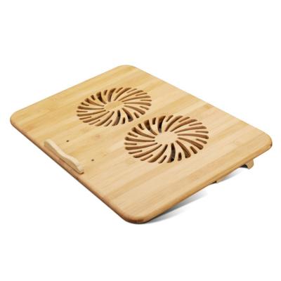 China New Arrival Laptop Fan Cooler Solid Bamboo Foldable Laptop Air Cooling Stand Pad Cooler For 14inch Laptop for sale