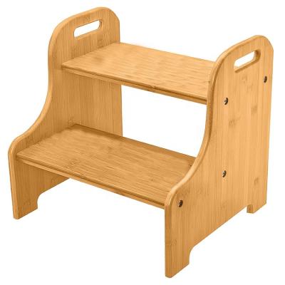 China Modern Baby Kids Bedroom Kitchen Bathroom 2 Step Toddler Wooden Stool with 2 Handles for Potty Training for sale