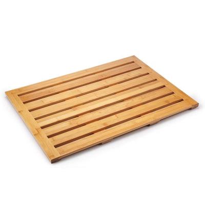 China Sustainable Eco Friendly Durable Hotel Non Slip Anti Slip Wooden Natural Bamboo Bath Mats For Bathroom Spa Showers for sale