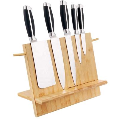 China Viable Magnetic Bamboo Knife Block Storage Rack With Bamboo Cutting Board Set Bags Customized Logo Color Feature Eco Natural for sale