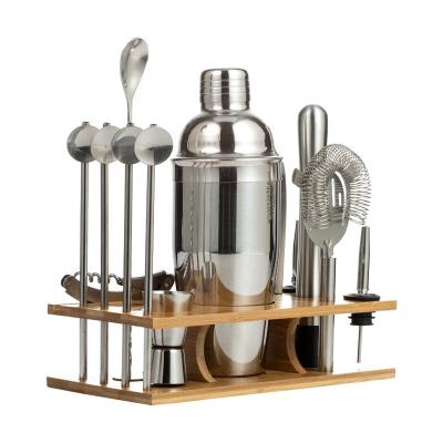 China Viable Cocktail Shaker Set Christmas Gifts With Stainless Steel Cocktail Set Tong Bartender Kit Bar Set Messy Person Jigger Bar Spoon Ice for sale