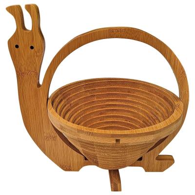 China Sustainable Collapsible Folding Bamboo Fruit Bowl Holder Basket and Cutting Board Apple Shaped Fruit Basket for sale