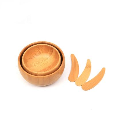 China Sustainable New Makeup Tools Bamboo Facial Bowl Set DIY Skin Care Cosmetic Mixing Bowl With Spatula for sale