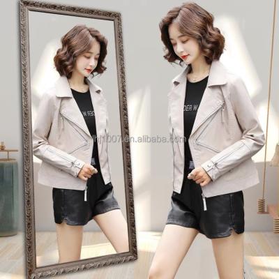 China High Quality Breathable Beautiful Turn-Down Collar Girls PU Leather Winter Jackets Women for sale