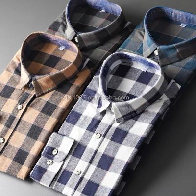 China Plus Size Men's Anti-pilling Shirts Plaid Long Sleeve Shirt Youth Trend Lapel Loose Casual Shirt for sale