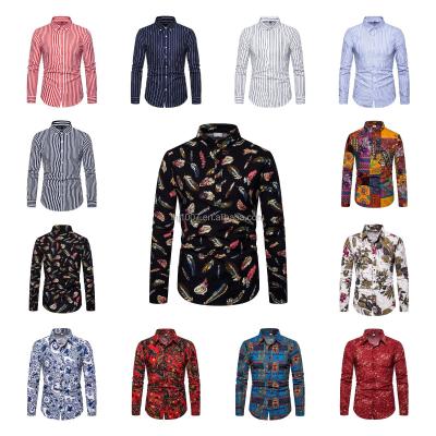 China Anti-pilling 2021 Hot Sell Long Sleeve Casual Floral Printing Clothing Men's Shirts for sale