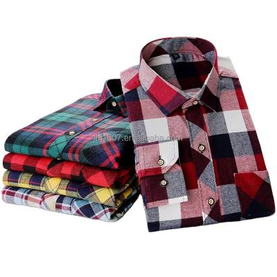 China Anti-pilling men fashion high quality long sleeve checked casual plaid shirt factory wholesale for sale