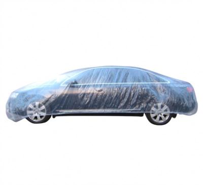 China Standard Clear Plastic Car Cover With Disposable Plastic Auto Cover Elastic Band Car Cover Waterproof Universal Fit for sale