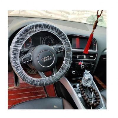 China Basic Without Logo Printing Plastic Hdpe Disposable Custom Car Promotional Advertising Steering Wheel Cover for sale