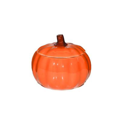 China Wholesale Morden Popular Pumpkin Shape Large Custom Hand Painted Luxury Ceramic Concrete Candle Jar With Lid for sale